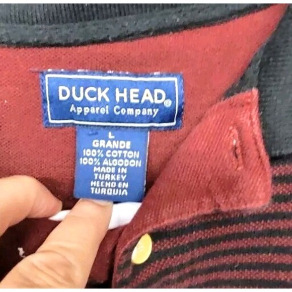 Vintage Duck Head‎ Cotton Collared Long Sleeve Burgundy and Black Sweater size L - Picture 4 of 8
